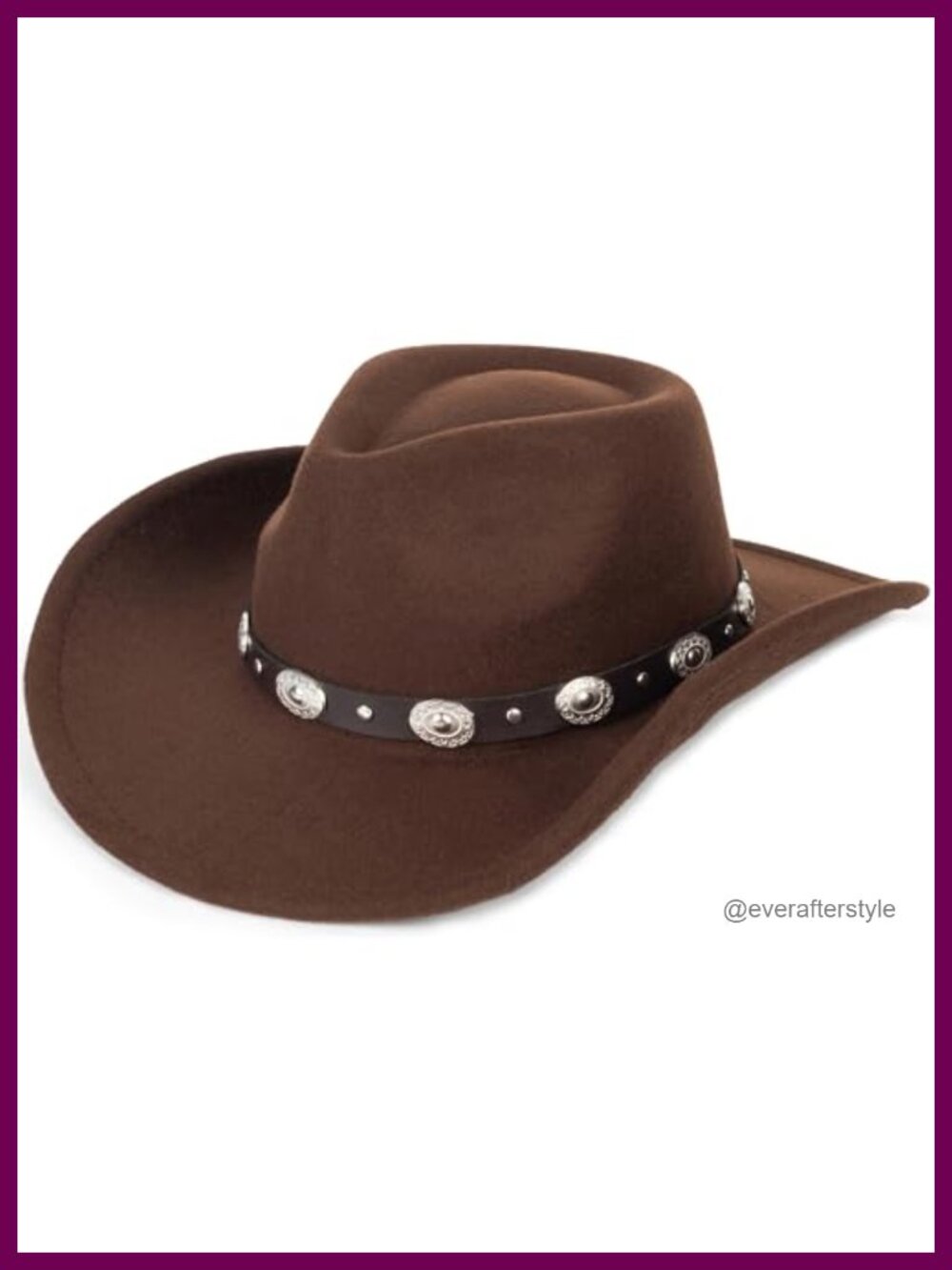 Western Cowboy Hat Studded Pinched Wide Brim Fedora